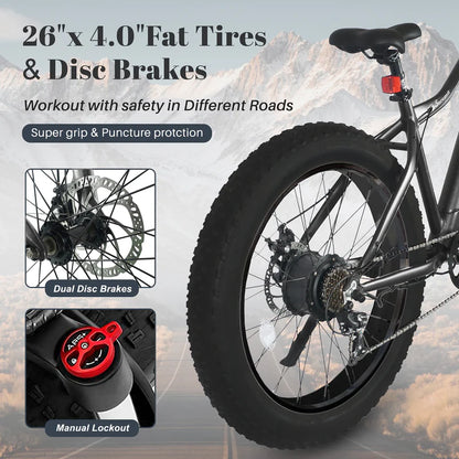 Tracer Tacoma 26"800W Electric Fat Tire Bike w/ Dual Suspensions.